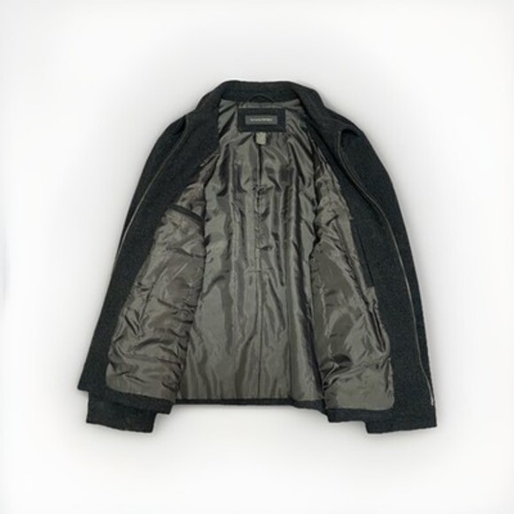 VTG Banana Republic Wool Cashmere Jacket Mens M Charcoal Full Zip Lined Coat - Picture 2 of 12